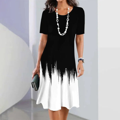 🔥【Reduceri mari de vară】🔥【S-5XL】✨Rochie elegantă de vară 2025 👗 Stil retro cu decolteu rotund  Lejeră și rafinată