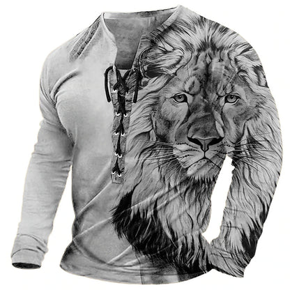 😎【Promoția de sfârșit de an】Tricou casual cu mânecă lungă, imprimat 3D, pentru bărbați-3846378