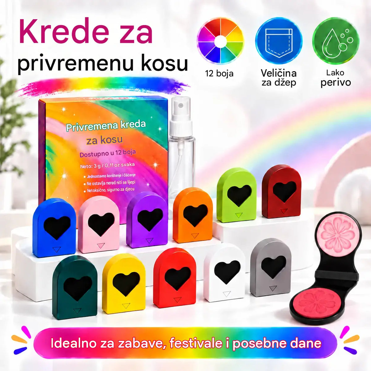 🌈🪮Kompaktna boja za kosu u prahu s 12 nijansi za brzo bojenje