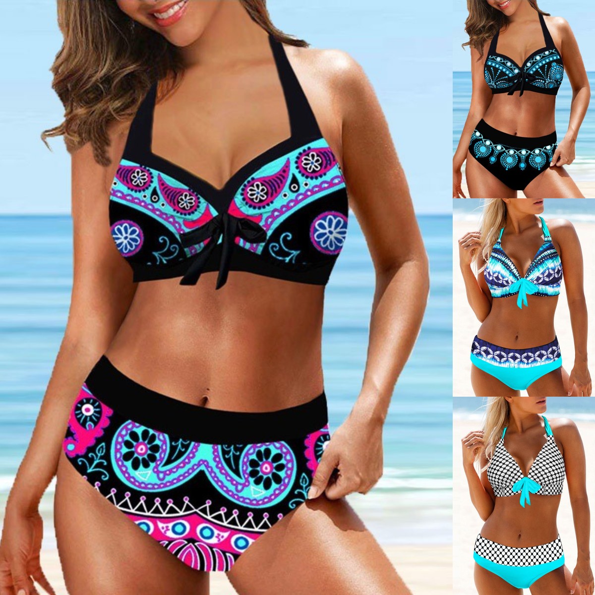 👙【S-5XL】Promoție 💥Set de costume de baie imprimate pentru femei, stil plajă, nou 2025 - 3974573