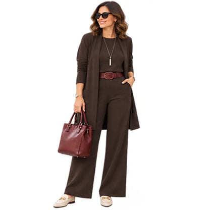 🎁💝Elegantni trodijelni set s dugim kardiganom (uključuje bluzu i hlače)
