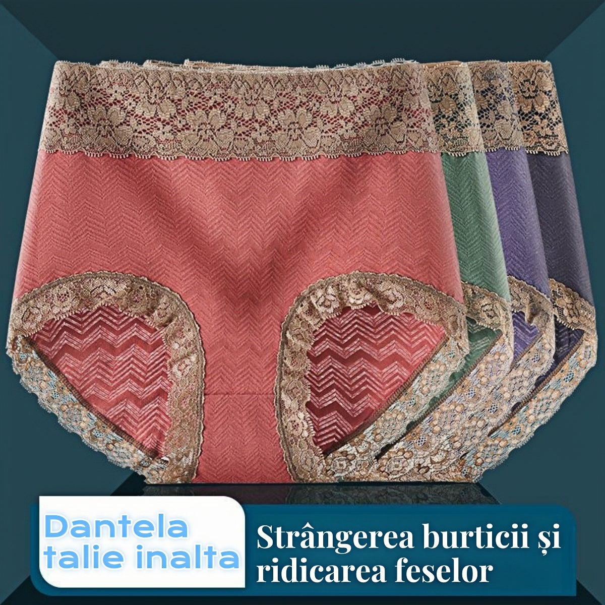 【pachet de 6】Lenjerie de corp pentru femei, din bumbac pur, cu talie înaltă, moale și confortabilă, cu ornamente din dantelă-3856586
