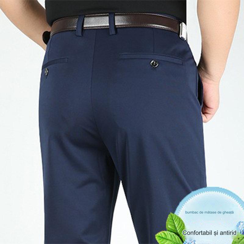 👖 Pantaloni business casual slim-fit de primăvară/vară cu picioare drepte, picioare largi și pantaloni elastici-3969563