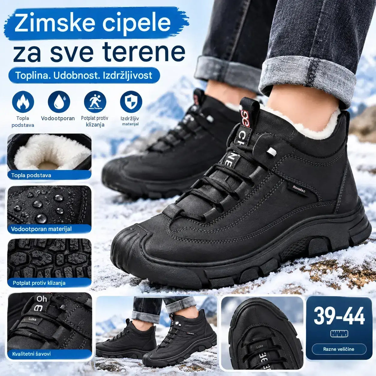 [Veličine 39-44] Muške visoke tople kožne čizme za jesen i zimu, s debelom plišanom podstavom.