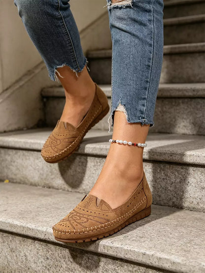 【36-43】👡💞Retro stil perforiranih ležernih balerinki｜Mekani potplat, svakodnevna udobnost｜Slip-on, plus veličine