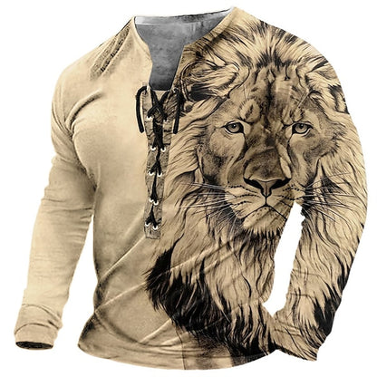 😎【Promoția de sfârșit de an】Tricou casual cu mânecă lungă, imprimat 3D, pentru bărbați-3846378