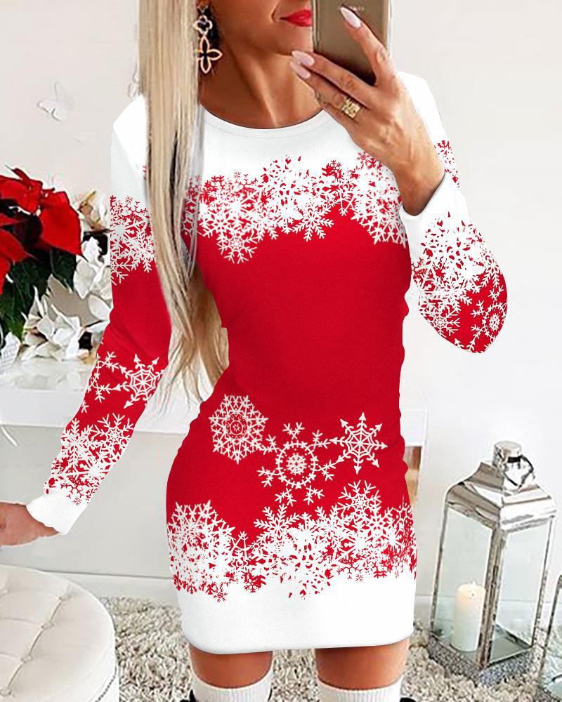 🎅👗【S-5XL】2025 Jesienne i zimowe sukienki świąteczne z długim rękawem z nadrukiem