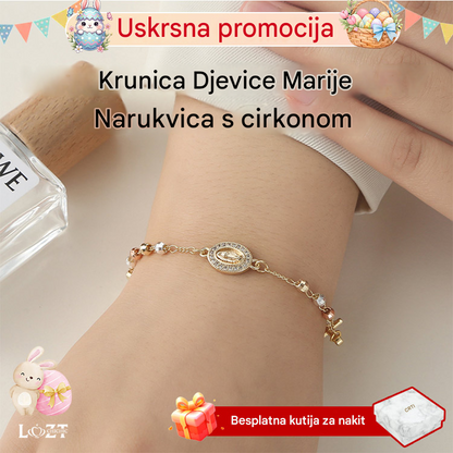 ✨🎀 Narukvica s krunicom Djevice Marije, sa šarenim osmerokutnim perlicama i izvrsno ukrašenim dijamantima - spoj vjere i ljubavi.