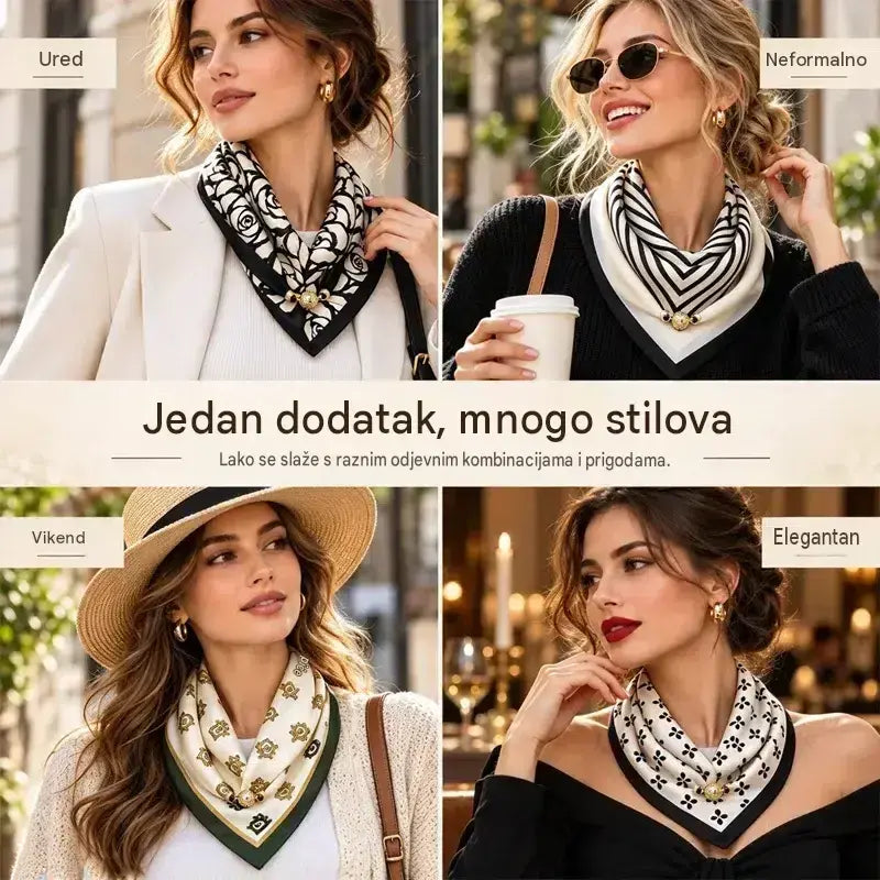 ✨【Pakiranje od 4 komada】Elegantni ženski šalovi s magnetskim kopčanjem – s uzorkom, jednostavni za stavljanje, bez potrebe za vezanjem čvorova
