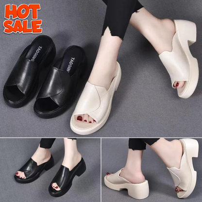 🔥Pantofi dama la moda de vara. Tocuri groase. Tălpi groase. Material piele. Confortabil de purtat