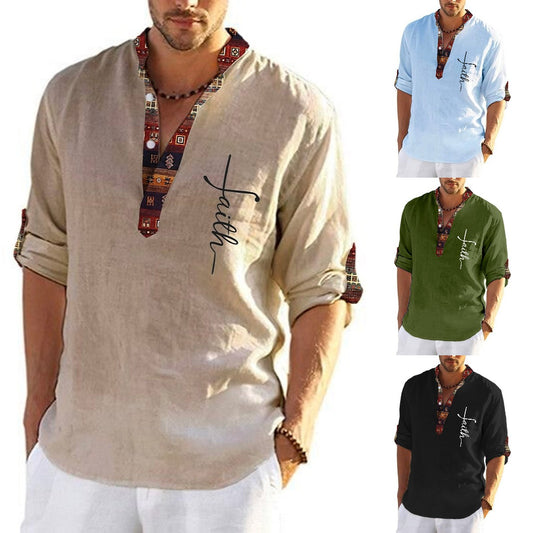 💥👔【Bestseller🔥】T-shirt pentru bărbați, de marime mare, din bumbac, cămăși cu decolteu în V