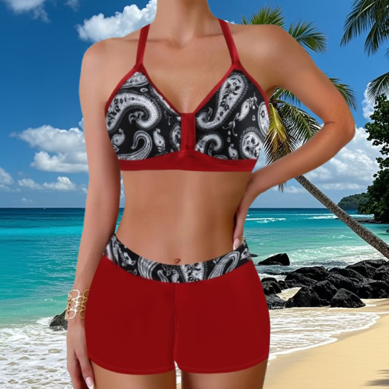 🏖️👙【Reducere limitată în timp】🌴【S-5XL】Set de costume de baie imprimate pentru vacanță la plajă 2025