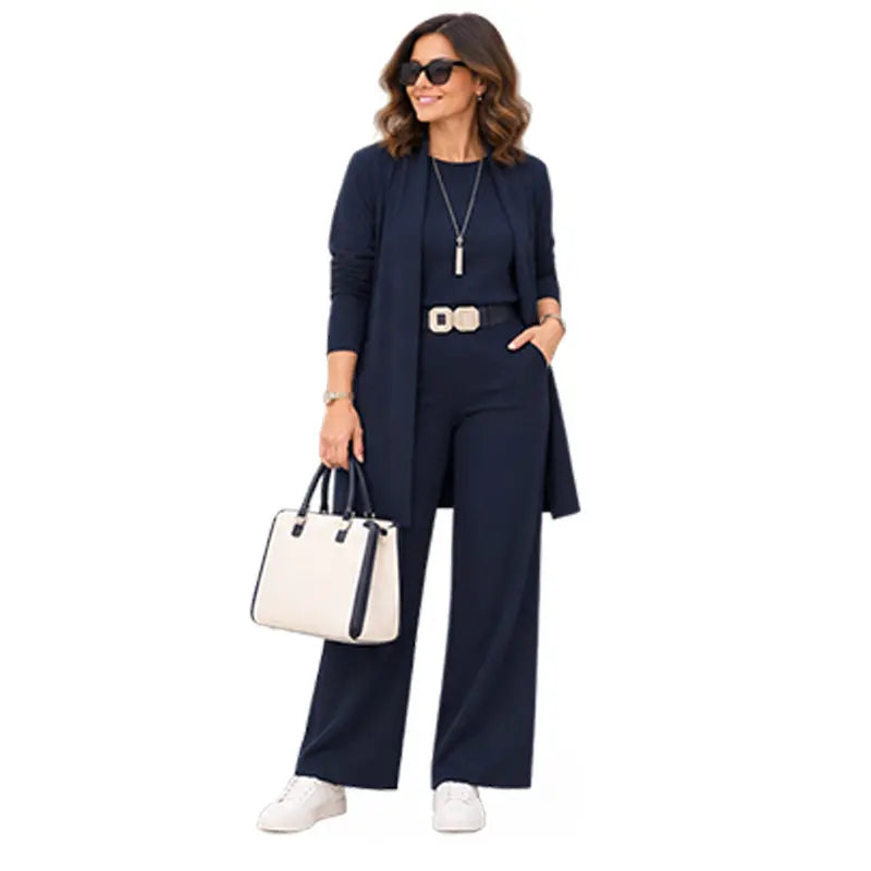 🎁💝Elegantni trodijelni set s dugim kardiganom (uključuje bluzu i hlače)