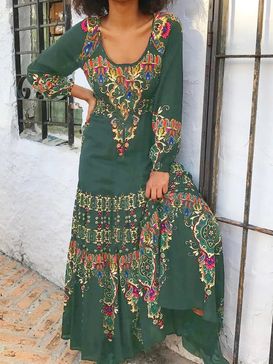 🔥👗【49%OFF】【S-3XL】Iarna nouă rochie de imprimare etnică pentru femei-3847697
