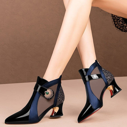 👠【34-43】Cizme noi de primăvară cu toc înalt la modă din plasă goală -- 3900224