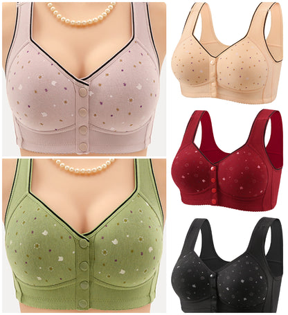 😍💖【Plačilo ob dostavi】💥【Paket 3 kosov】Ženski modrček brez žice, zapenjanje spredaj【40–110 kg】❤️Čisti bombaž, naravna antibakterijska zaščita, udoben