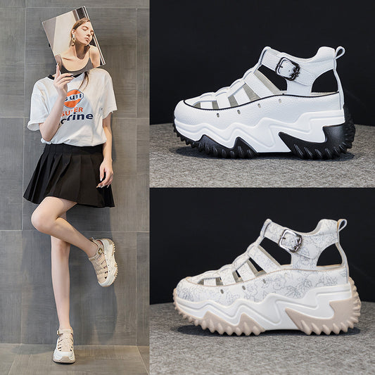 【35-40】2025, noul stil de vară, versatile, la modă, lejer, sandale cu talpă groasă-3892976