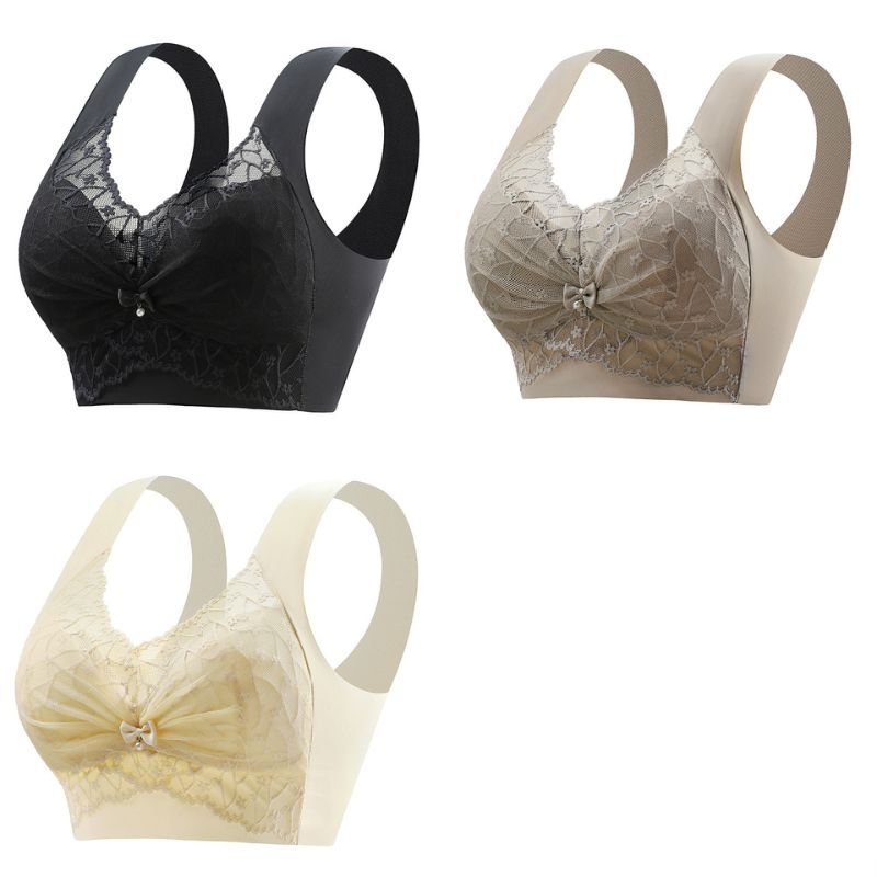 😍【Pachet de 3】👙【40-110 KG】 Sutien confortabil, fără cusături, din dantelă --3965729