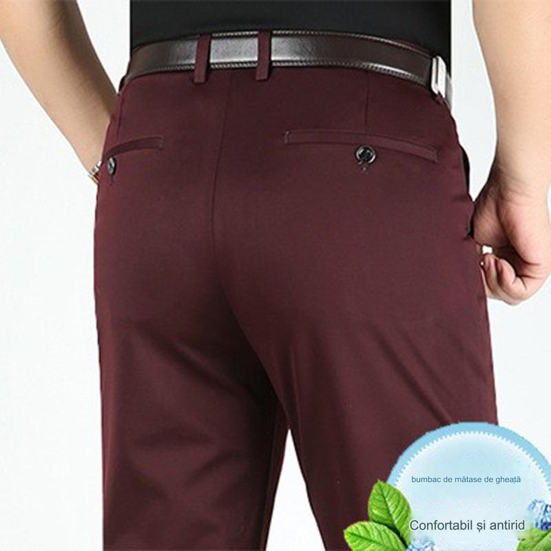 👖 Pantaloni business casual slim-fit de primăvară/vară cu picioare drepte, picioare largi și pantaloni elastici-3969563