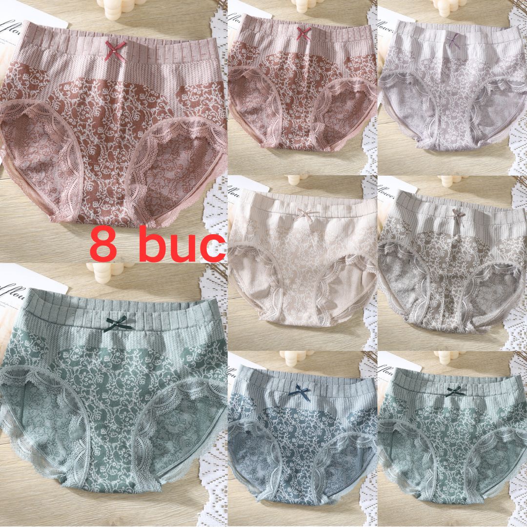 🔥【Cumpărați 4, primiți 4 gratuit】🔥Slip de damă cu talie înaltă, antibacteriană, absorbantă de umiditate--3888174