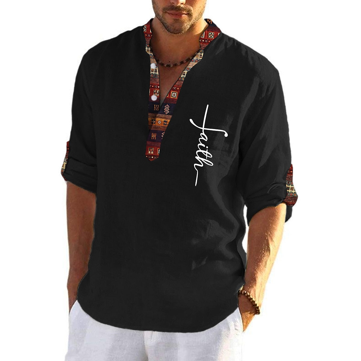 💥👔【Bestseller🔥】T-shirt pentru bărbați, de marime mare, din bumbac, cămăși cu decolteu în V