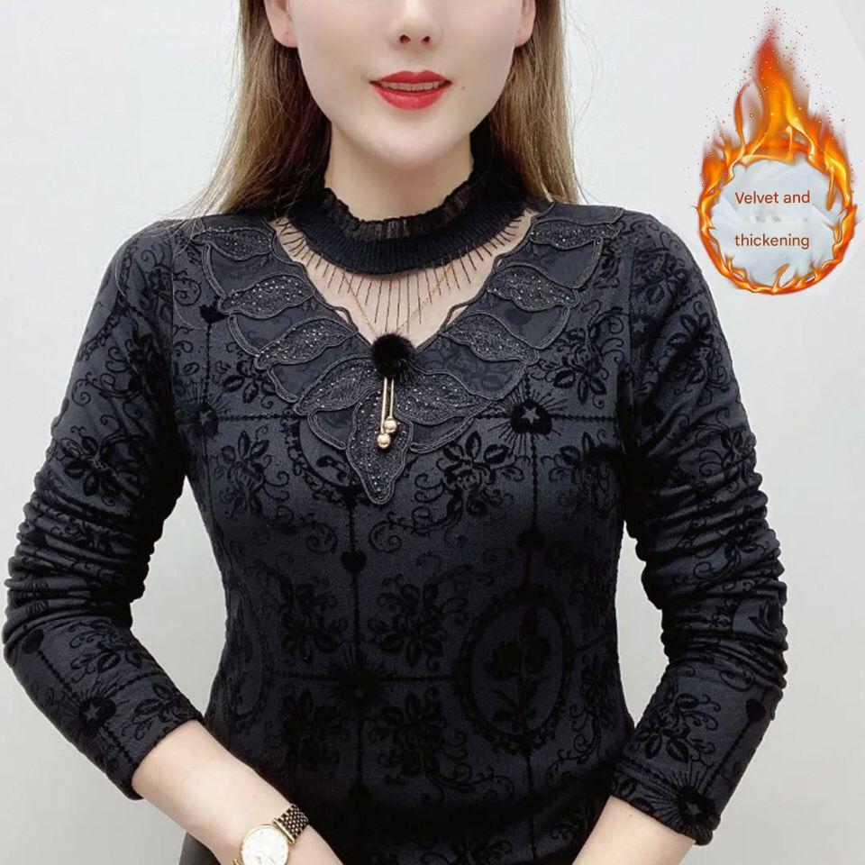 【🔥Reducere pe timp limitat🔥】【40-100KG】Camasă îngroșată din dantelă din catifea stil nou 2025 -- 3873770