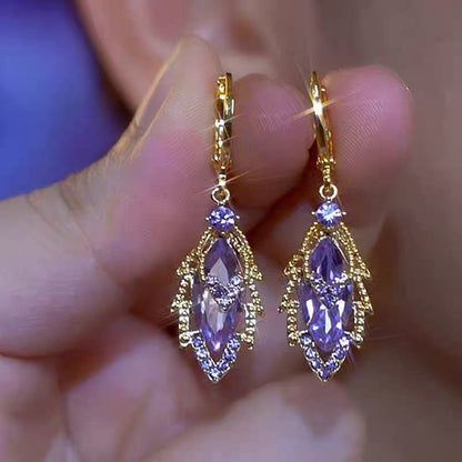 🔥【Cumpărați 1, primiți 1 gratuit】💥【2025 New Style】Cercei eleganti din aur cu diamante strălucitoare--3904982