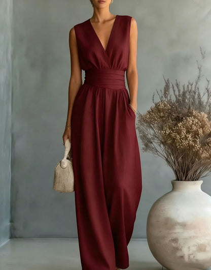 🌿【S-5XL】 Elegantni kombinezon od prirodne tkanine - naglašava struk i skriva nedostatke