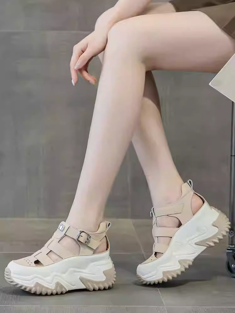 【35-40】2025, noul stil de vară, versatile, la modă, lejer, sandale cu talpă groasă-3892976