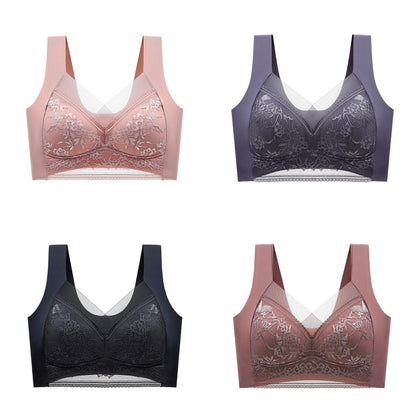 🔥【4 bucati】👙【40-110 KG】 Sutien confortabil, fără cusături, din dantelă