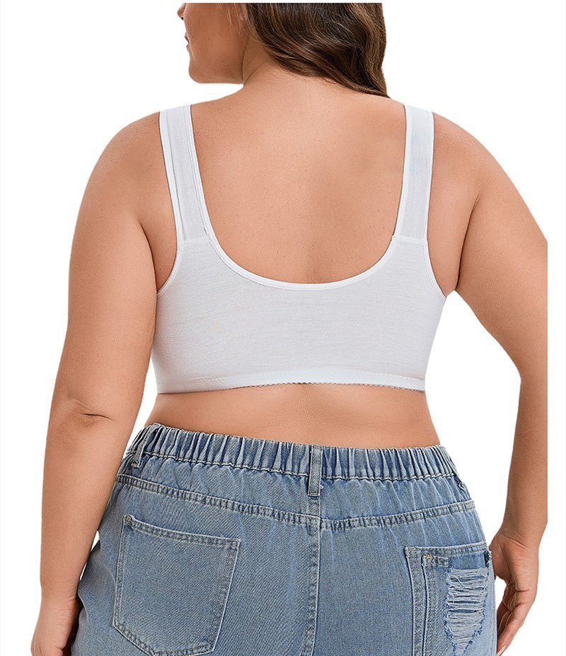 （3 buc）💕🎁【45kg-155kg】Sutien supradimensionat, respirabil, din bumbac moale, cu nasturi frontali-3897626