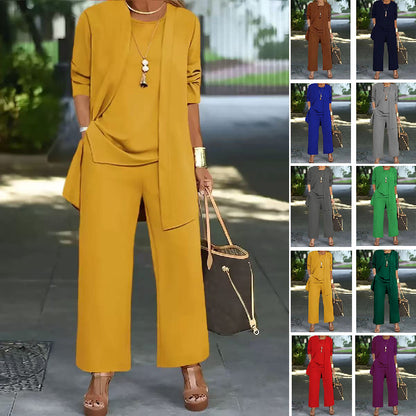 🧥【S-5XL】 Limitovaná ponuka: 50% zľava na elegantnú dámsku trojdielnu súpravu voľného strihu🍂
