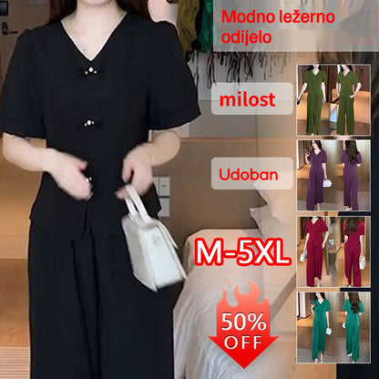 🌸50% popusta【M-5XL】【Majica + široke hlače】Moderan retro set izrađen od cool svilenog materijala—— cool, elegantan i super udoban ✨