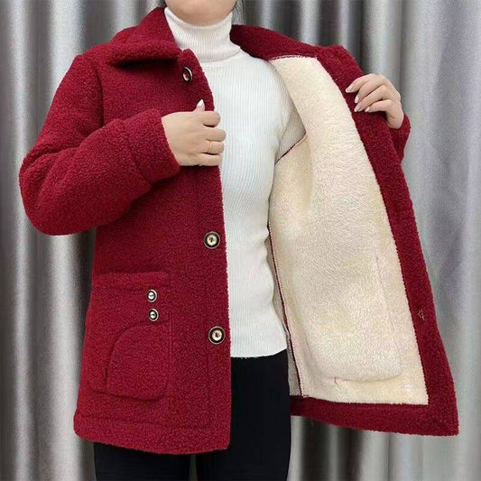 ☃️ Nou toamna și iarna dimensiuni mari de dimensiuni groase cardigan din lână de miel de dimensiuni groase