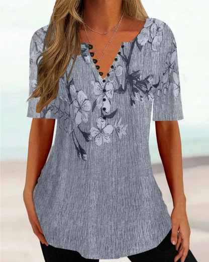 💕【Oferta por tiempo limitado】💕【S-5XL】Nuevas camisetas de manga corta con cuello en V de algodón para mujer, ideales para el verano: suaves y agradables al tacto.