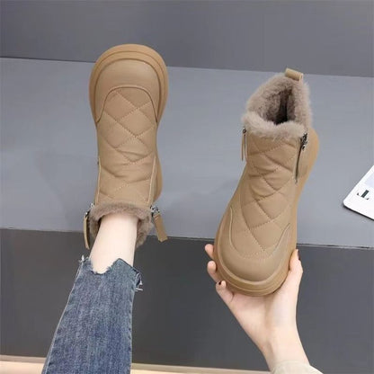 【Reducere de 50%】👢【35-41】Toamnă și iarnă noi cizme din bumbac pentru femei, impermeabile, anti-alunecare, catifelate, calde, la modă, cu talpă moale-3846243