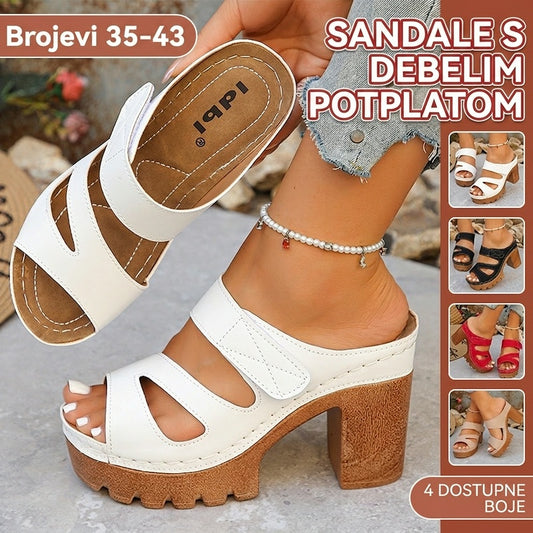 【35-43】Sandale s debelim potpeticama, ljeto 2026. – europski stil, udobne, s čičkom, elegantne i stabilne