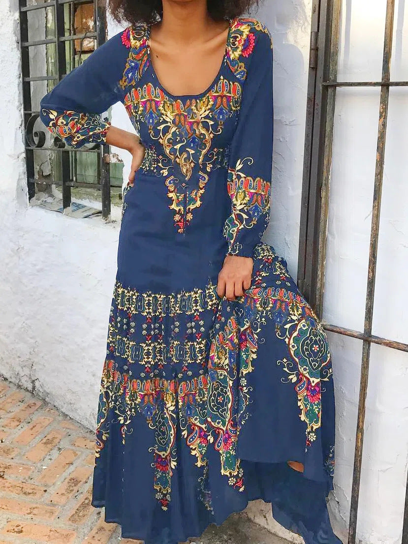 🔥👗【49%OFF】【S-3XL】Iarna nouă rochie de imprimare etnică pentru femei-3847697