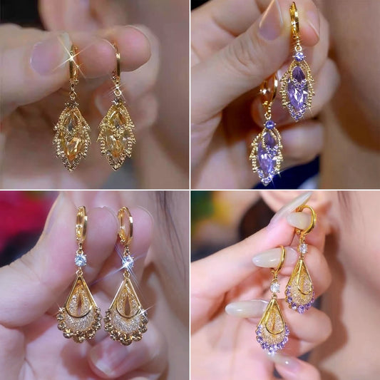 ✨【Cumpărați 2 perechi, primiți 2 perechi gratuit】Cercei eleganți din aur cu diamante strălucitoare --3887113