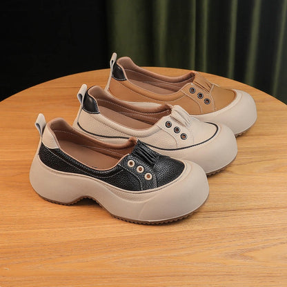 👟👟【produs nou】【35-40】2025 Pantofi casual sport confortabili, cu talpă groasă, din piele, în stil nou la modă-3895049