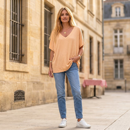 💎【Novi proizvod, samo danas s 50% popusta】【S-2XL】Ljetna svestrana majica kratkih rukava za dom i putovanje na posao, ležerna jednobojna majica s V-izrezom