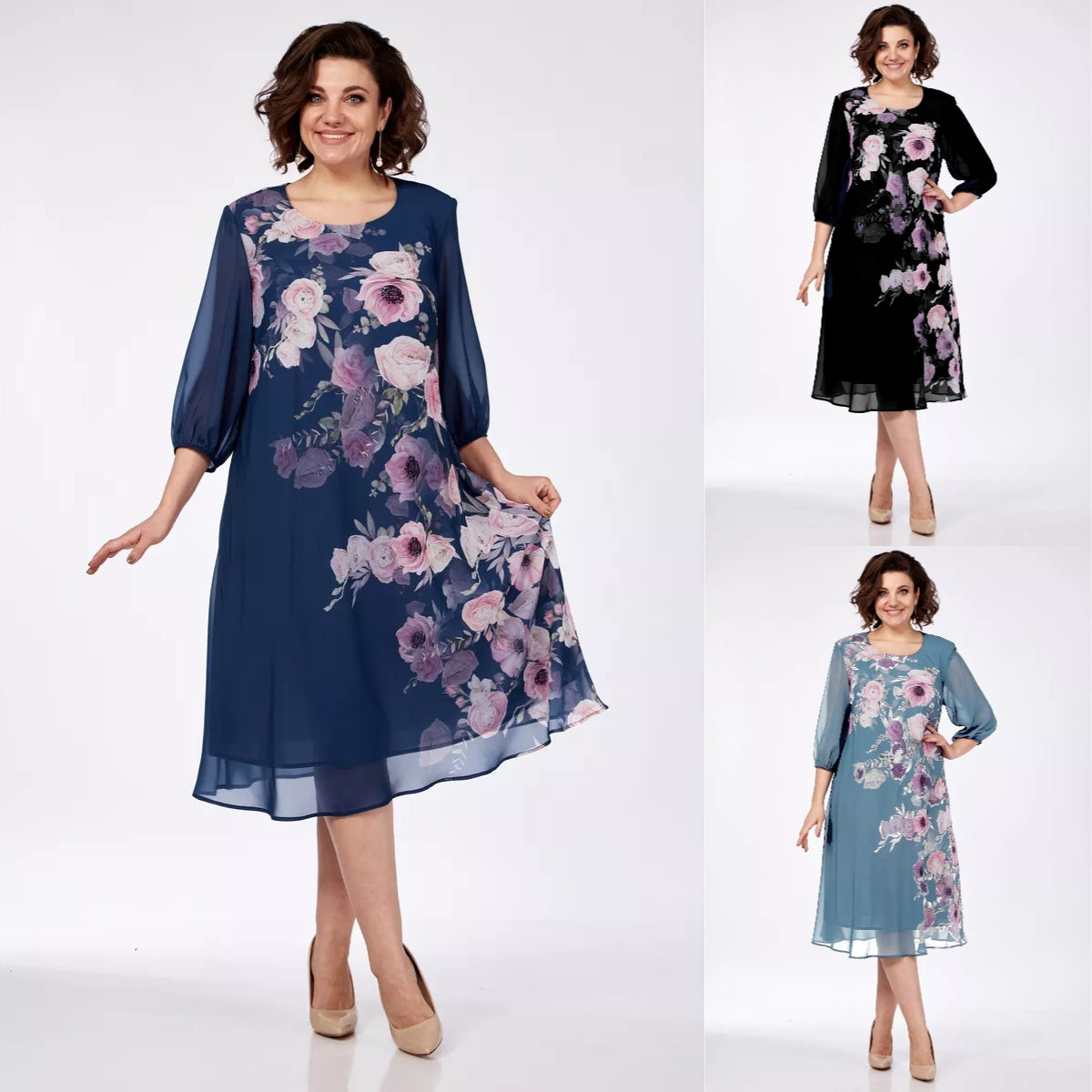 🌸Razprodaja--49% POPUSTA💥💕【S-5XL】 Elegantna proljetna haljina s cvjetnim uzorkom 🌷💃