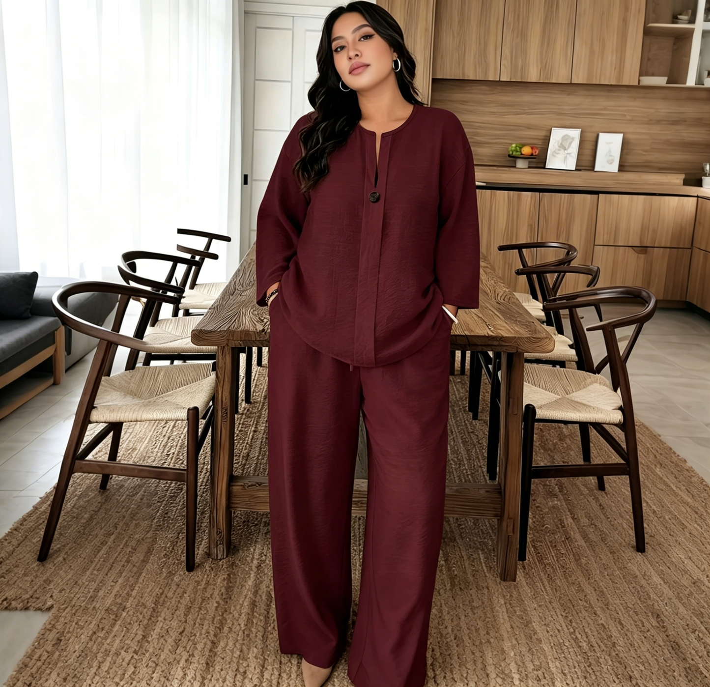 50% POPUSTA 🔥✨ [Veličine M–3XL] Komplet od čistog pamuka - košulja i široke hlače — jednostavno i elegantno