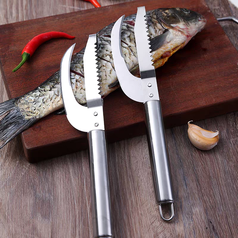 🍲🐟【Ponudba za 2 kosa】Večnamenski nož iz nerjavečega jekla za učinkovito strganje ribjih lusk