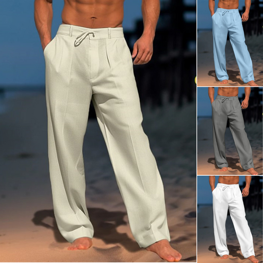 👖【50% popusta 🔥】【S-3XL】😍 Muške ležerne hlače ravne kroja od pamuka i lana, svilenkasto glatke i mekane teksture, savršene za svakodnevno nošenje