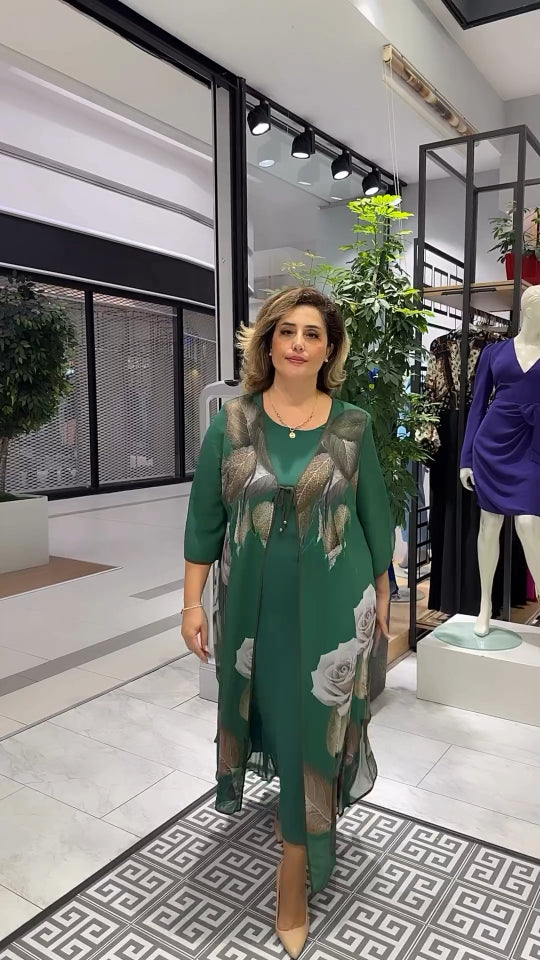 🍀【Reducere limitată în timp】【S-5XL】❤️2025 noua rochie verde florala