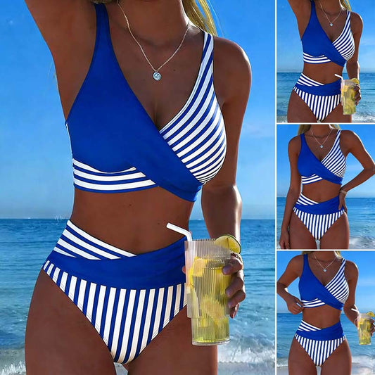 【Ljetni specijal 50% popusta】🤩【40-100 kg】🌟Šareni prugasti dvodijelni bikini