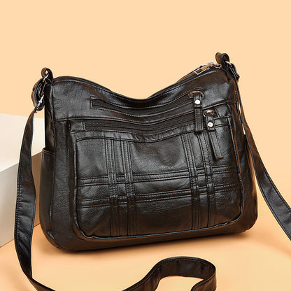 2024 Geantă de umăr la moda simplă piele moale geantă de commute crossbody generos