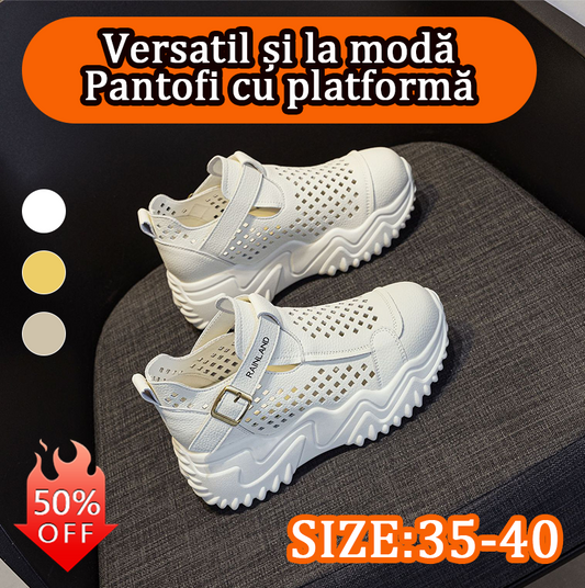 👟【35-40】Sandale de damă noi cu talpă groasă, scobită în interior, 2025
