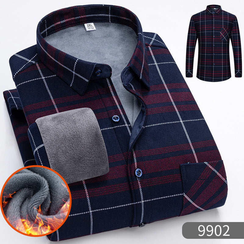 🔥【Reducere de 50% cu termen limitat】👔【L-5XL】Cămașă călduroasă de afaceri cu mânecă lungă toamna și iarna-3898999